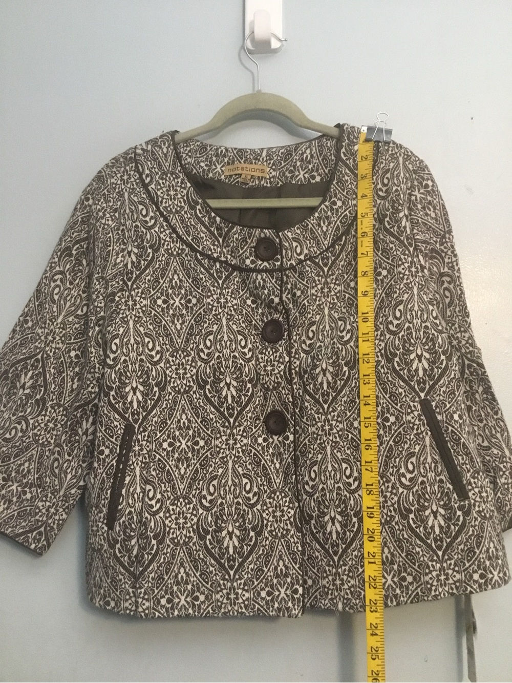 Notations Brown and Cream Patterned Short jacket